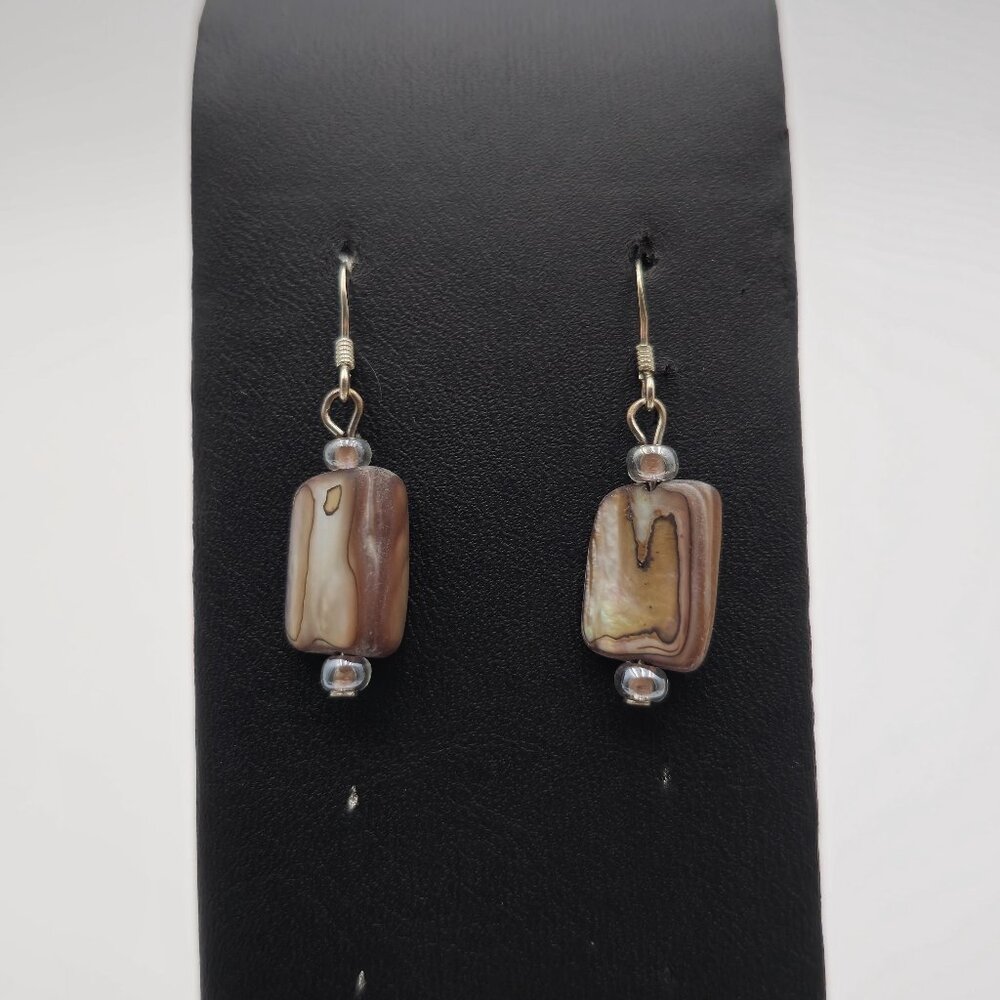 Sterling Silver Unique Shell Dangle Earrings A1949 - image 1